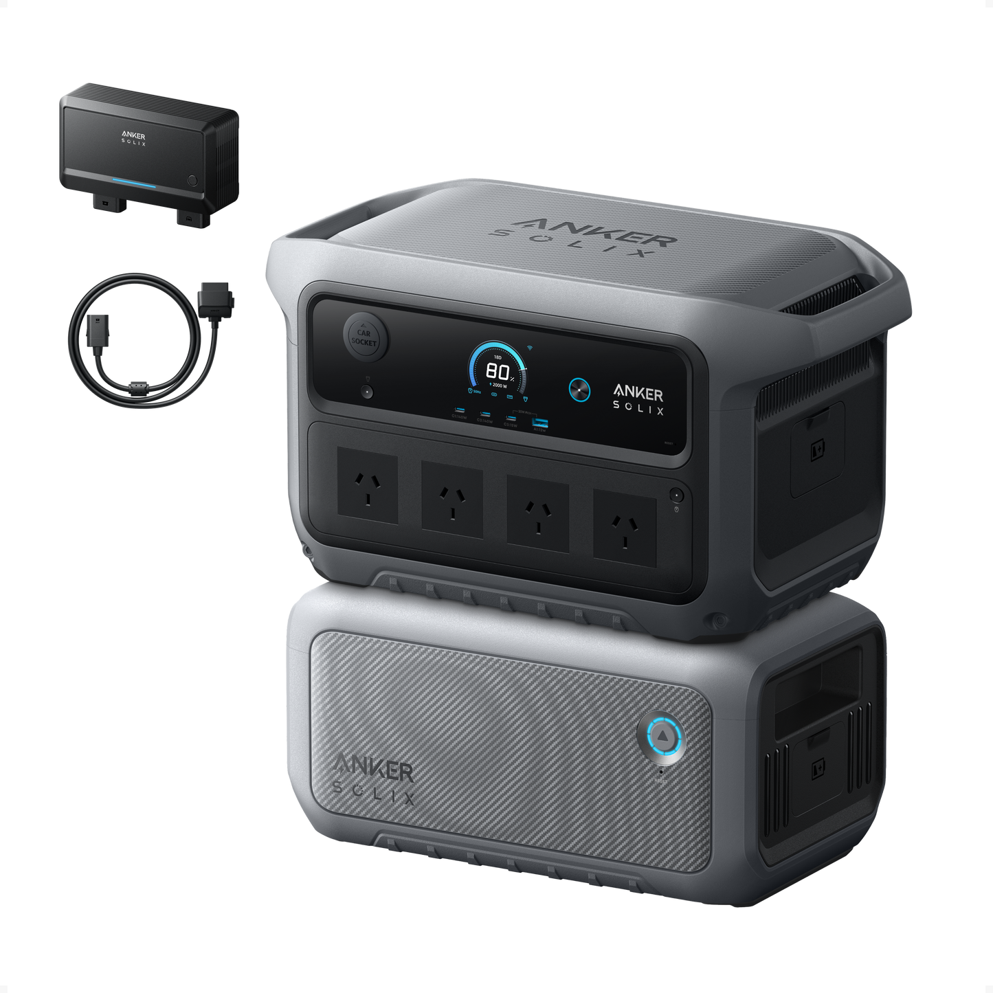 Anker SOLIX C2000 Gen 2 + Battery + 1m Expansion Port Output Cable+Alternator Charger